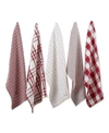 Design Imports Farmhouse Woven Dishtowel, Set Of 5 In Red