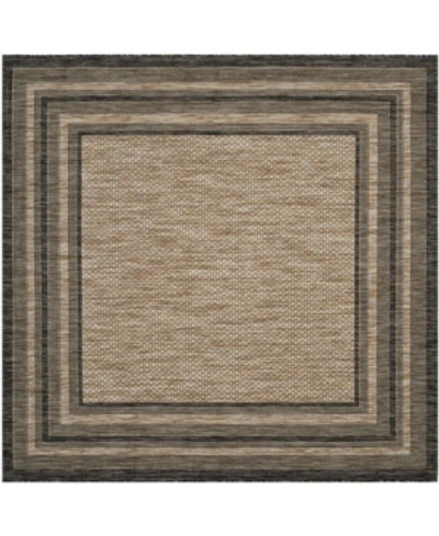 Safavieh Courtyard Cy8475 Natural And Black 5'3" X 5'3" Sisal Weave Square Outdoor Area Rug In Nude Or Na
