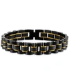 ESQUIRE MEN'S JEWELRY WATCH LINK BRACELET IN STAINLESS STEEL AND BLACK CARBON FIBER, CREATED FOR MACY'S