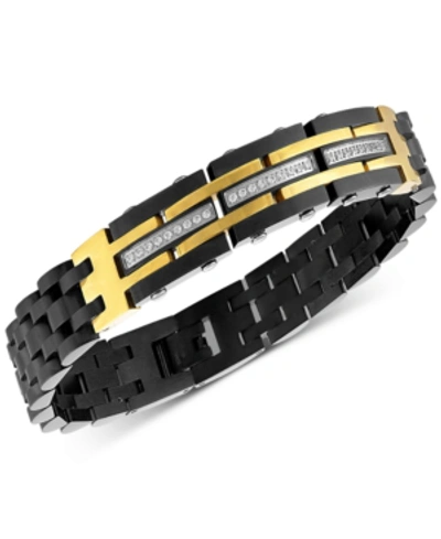 Macy's Men's Diamond Watch Link Bracelet (1/4 Ct. T.w.) In Black & Gold-tone Ion-plated Stainless Steel