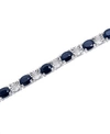 Macy's Sapphire (3-3/8 Ct. T.w.) & Diamond (1/10 Ct. T.w.) Link Bracelet In Sterling Silver In Sapphire