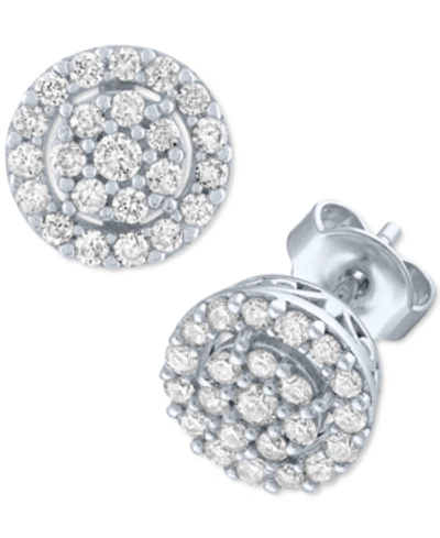 Forever Grown Diamonds Lab-created Diamond Halo Cluster Stud Earrings (1/2 Ct. T.w.) In Sterling Silver