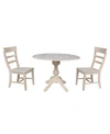 INTERNATIONAL CONCEPTS 42" ROUND TOP PEDESTAL TABLE WITH 2 CHAIRS