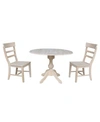 International Concepts 42" Round Top Pedestal Table With 2 Chairs In Cream