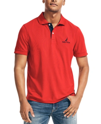 Nautica Men's Classic-fit Solid Navtech Polo Shirt In  Red