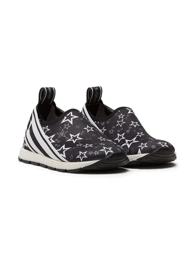 Dolce & Gabbana Kids' Star-print Slip-on Trainers In Black