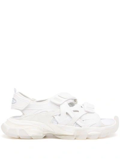 Balenciaga White Track Clear Sole Sandals In Black