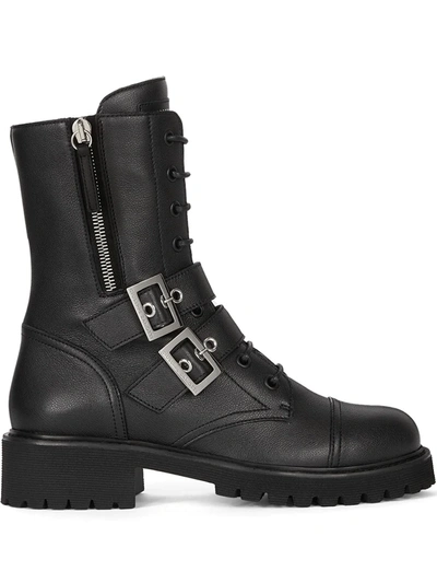 Giuseppe Zanotti Urban Biker Boots In Black/silver