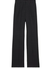 Burberry Check Wool Tailored Trousers In Black