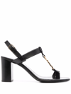 Saint Laurent 75mm Cassandra Leather Sandals In Schwarz