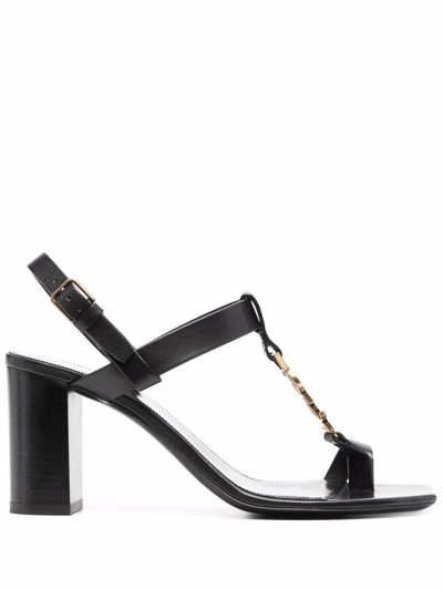 SAINT LAURENT CASSANDRA BLOCK-HEEL SANDALS