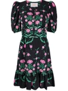 La Doublej Coquette Floral-printed Puff-sleeve Dress