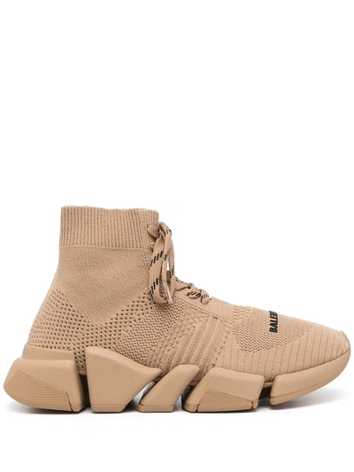 Balenciaga Speed 2.0 Lace-up Trainers In Brown