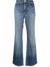Nili Lotan Florence Distressed High-rise Flared Jeans In Blau