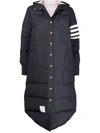 Thom Browne Navy Blue Feather Down 4-bar Coat In Blau