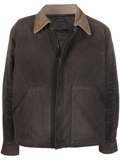 Fear Of God Leather-collar Distressed Cotton-canvas Jacket In