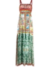 Dolce & Gabbana Carretto-print Long Chiffon Dress In Grün