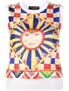 Dolce & Gabbana Printed Silk Sweater Vest In Weiss