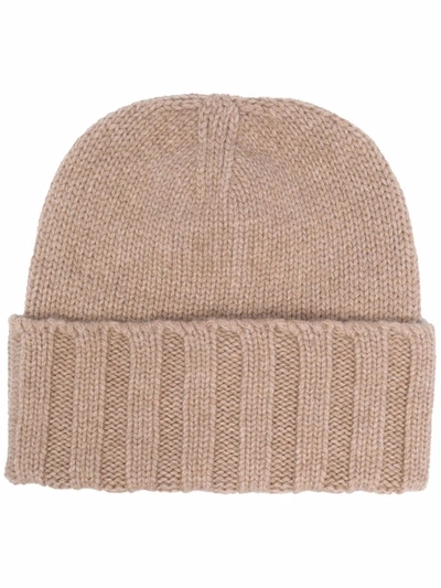 Emporio Armani Cashmere Beanie Hat In Beige