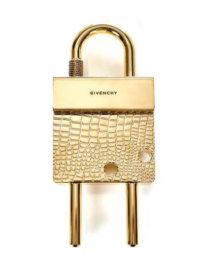 Givenchy Maxi Crocodile-effect Padlock Charm In Gold