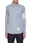 Thom Browne Four Bar Stripe Flannel Shirt In Blue