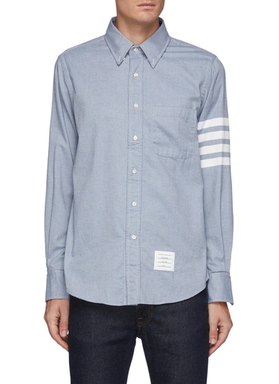 Thom Browne Four-stripe Button-down Shirt In Blue
