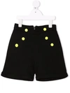 Balmain Yellow Decorative Button Shorts In 黑色