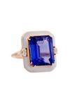 SELIM MOUZANNAR 18KT ROSE GOLD, DIAMOND, TANZANITE AND LILAC ENAMEL RING