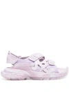 Balenciaga Logo Embossed Velcro Trap Track Sandals In Purple