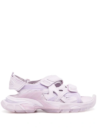 Balenciaga Logo Embossed Velcro Trap Track Sandals In Purple