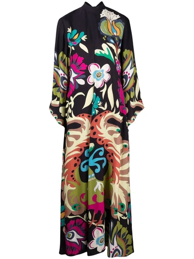 La Doublej Magnifico Floral Maxi Dress In Black