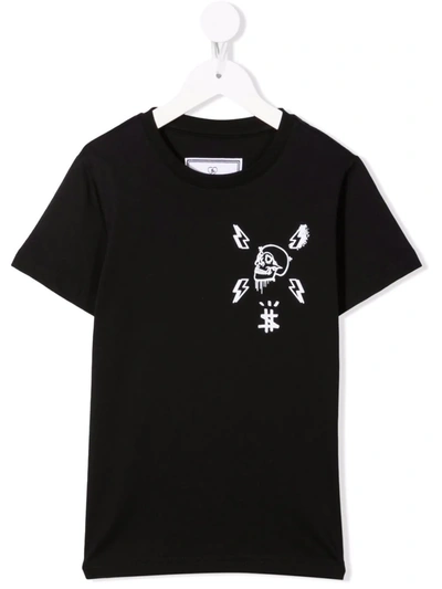 Philipp Plein Kids' Skull-print Cotton T-shirt In Black
