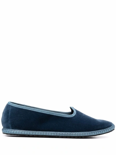 Vibi Venezia 10mm Delfina Velvet Loafers In Blue