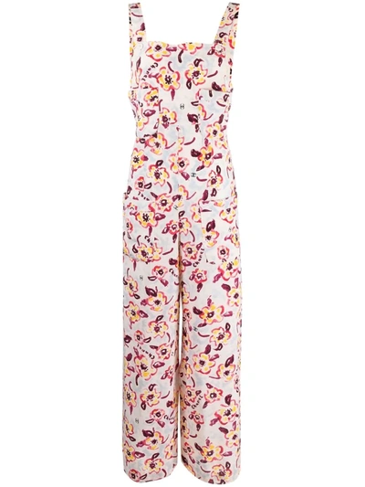 Pre-owned Chanel 2010 Camélia Motif Jumpsuit In Neutrals