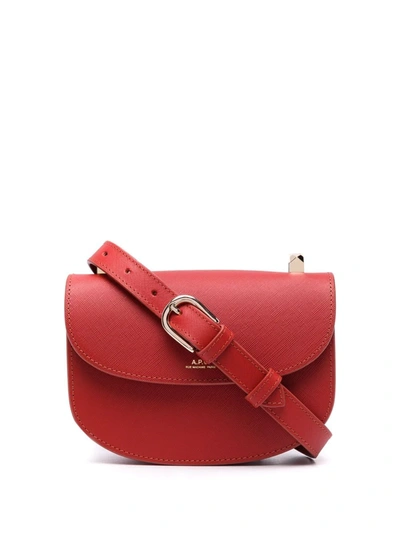 Apc Genève Leather Saddle Bag In Red