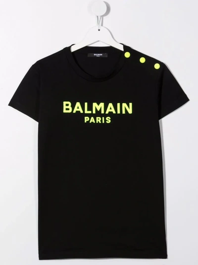 Balmain Teen Logo-print Short-sleeve T-shirt In Black