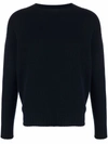 Drumohr Navy Blue Merino Wool Crewneck Sweater In Blue