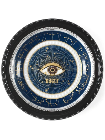 Gucci Star Eye Round Porcelain Tray In Black,l.red,cro