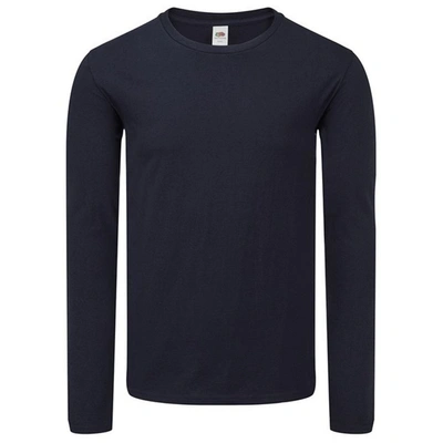 Fruit Of The Loom Mens Iconic 150 Long-sleeved T-shirt (dark Navy) In Blue