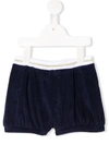 Lili Gaufrette Bow Print Textured Shorts In Blue