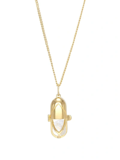 Capsule Eleven Crystal And Clear Quartz Capsule Pendant Necklace In Gold