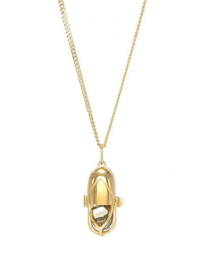 Capsule Eleven Pyrite Crystal Capsule Pendant Necklace In Gold