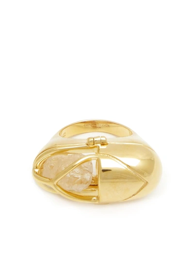 Capsule Eleven Crystal And Black Tourmaline Capsule Ring In Gold