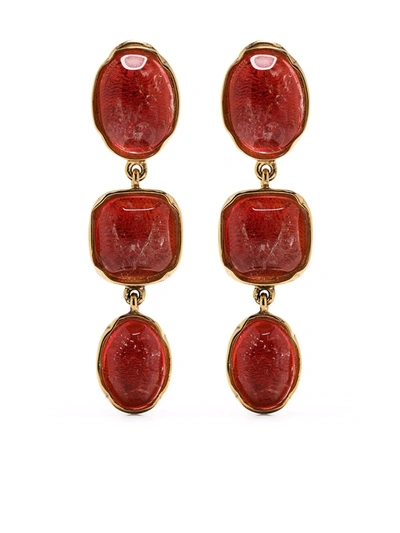 Goossens Cabochons Clip Drop Earrings In Rosa