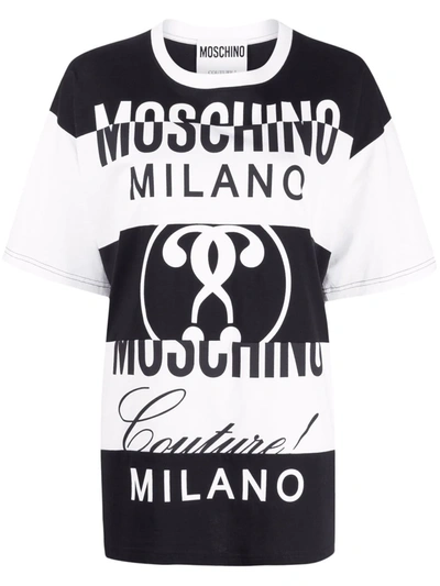 Moschino Womens Fantasy Print White Mixed Logo-print Cotton-jersey T-shirt S