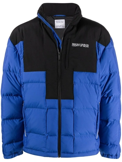 Marcelo Burlon County Of Milan Colour-block Puffer Jacket In Blue