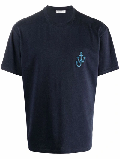 Jw Anderson Jw-initials Anchor Logo Short-sleeved T-shirt In Blue