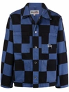 STUSSY CHECKERBOARD-PRINT BUTTON-UP JACKET