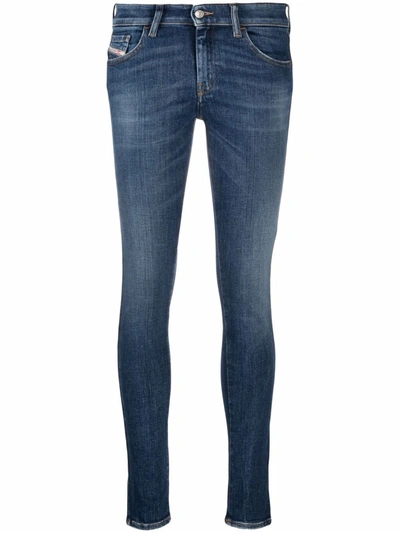 Diesel Slandy High-waist Super Skinny Jeans In Blue