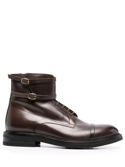 Malone Souliers George Leather Combat Boots In Braun